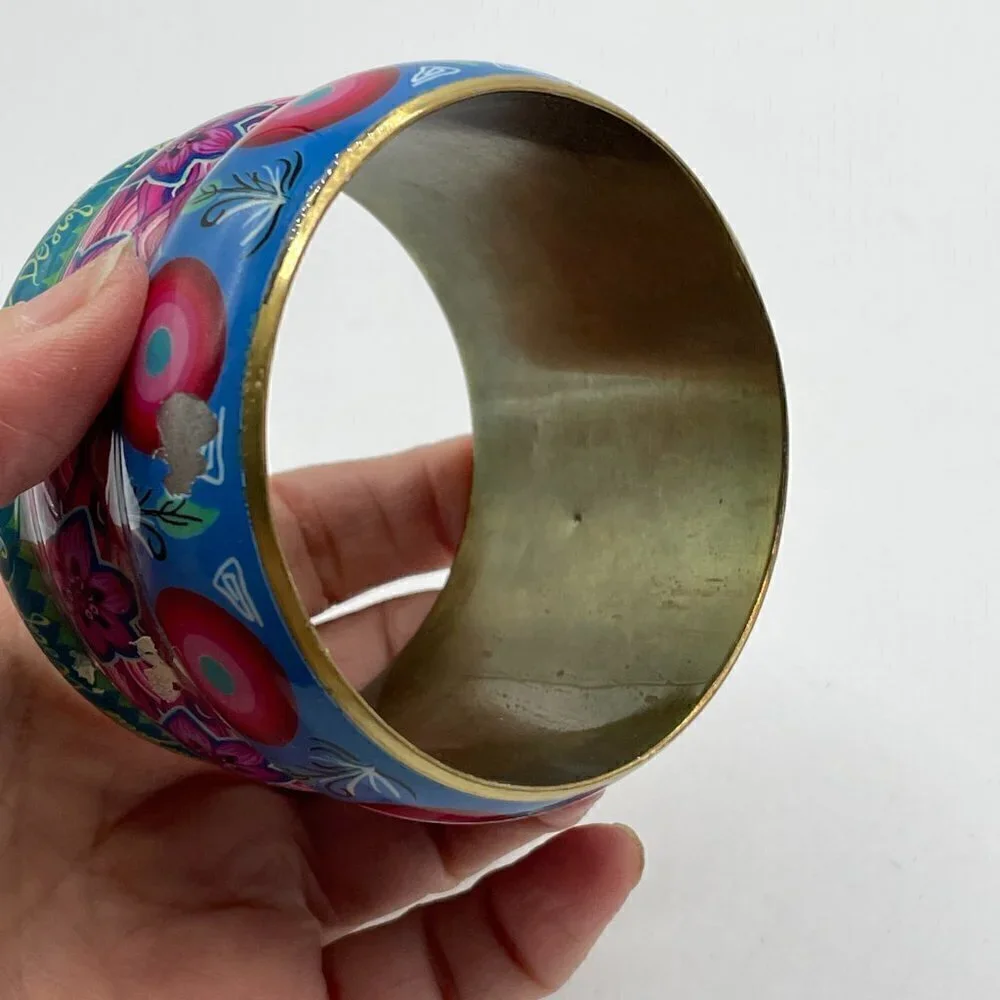 Desigual Multi-Color Stacked Illusion Enamel Brass Bangle Inner Diameter 2.5